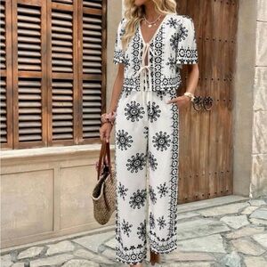 Elegant Black and White Two Piece Coordinating Set